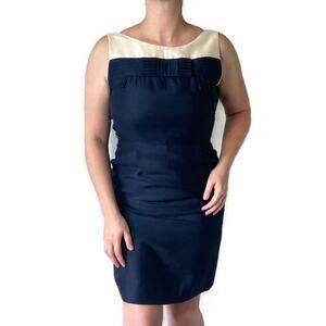 Kate Spade Navy Blue & Cream Sheath Wiggle Dress Size 8